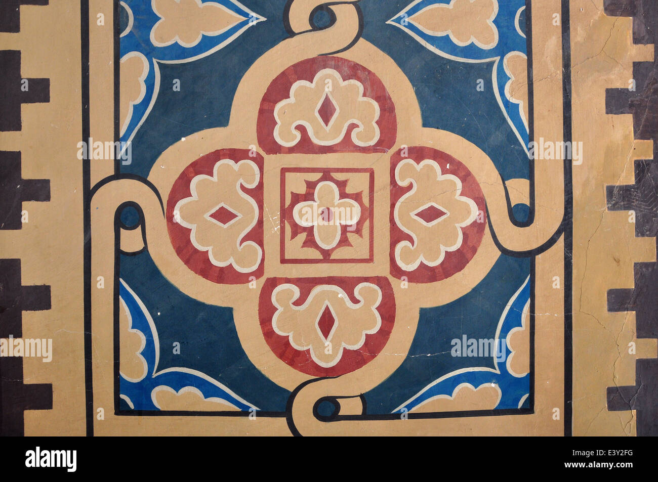 Abstract simboli decorativi pattern sul muro della chiesa. Foto Stock