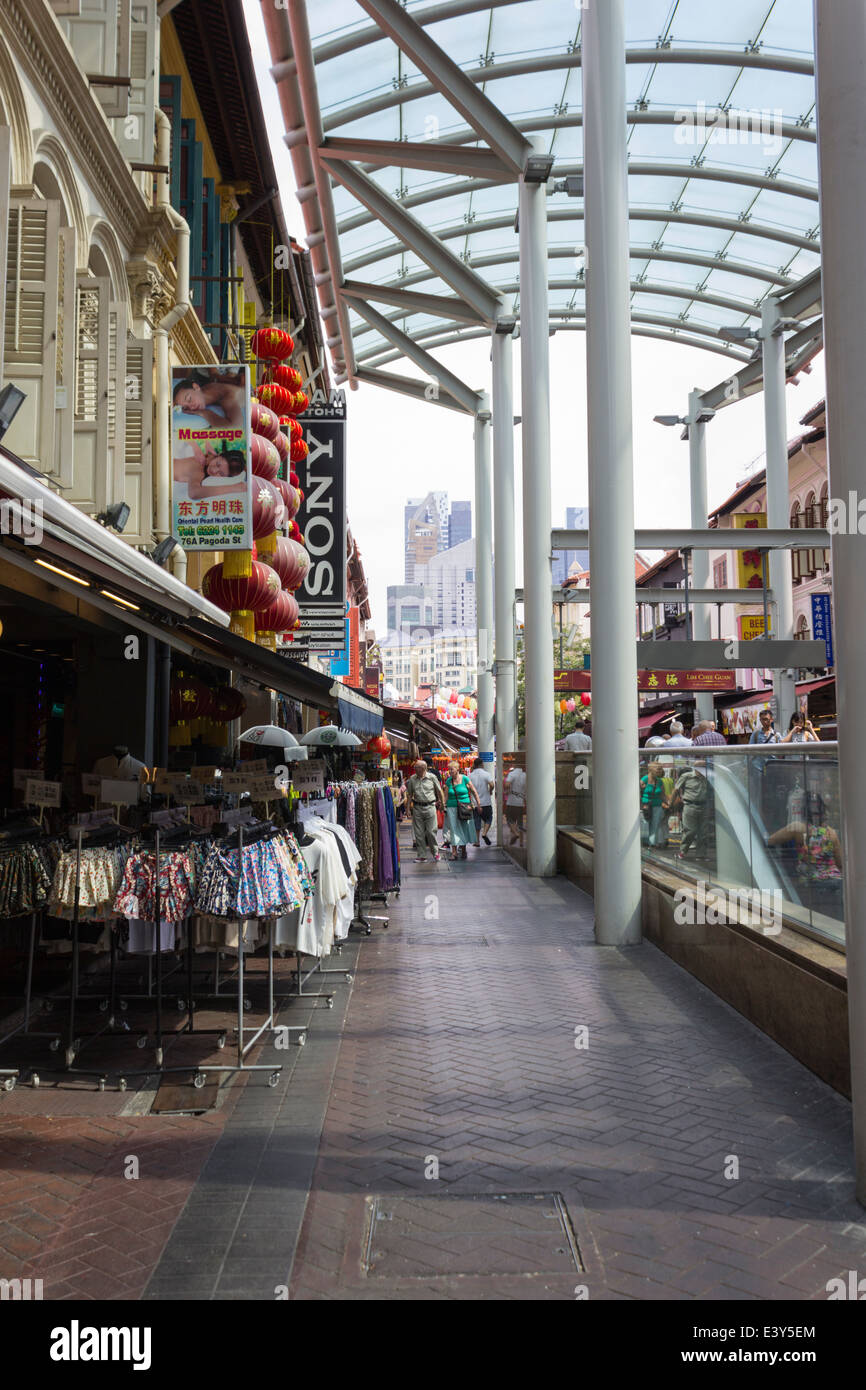 Singapore: Pagoda Street vicino all'ingresso di persone's Park Foto Stock
