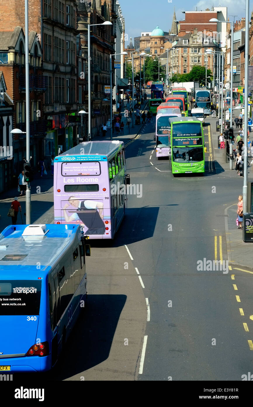 Il Nottingham City autobus del trasporto inferiore sul parlamento street England Regno Unito Foto Stock