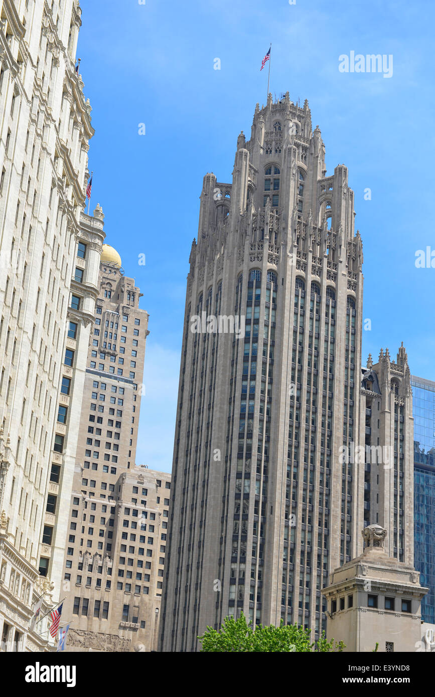 Tribune Tower, Chicago, Illinois Foto Stock