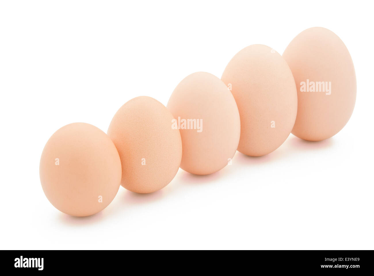 Dimensioni differenti uova line up con tracciato di ritaglio Foto Stock