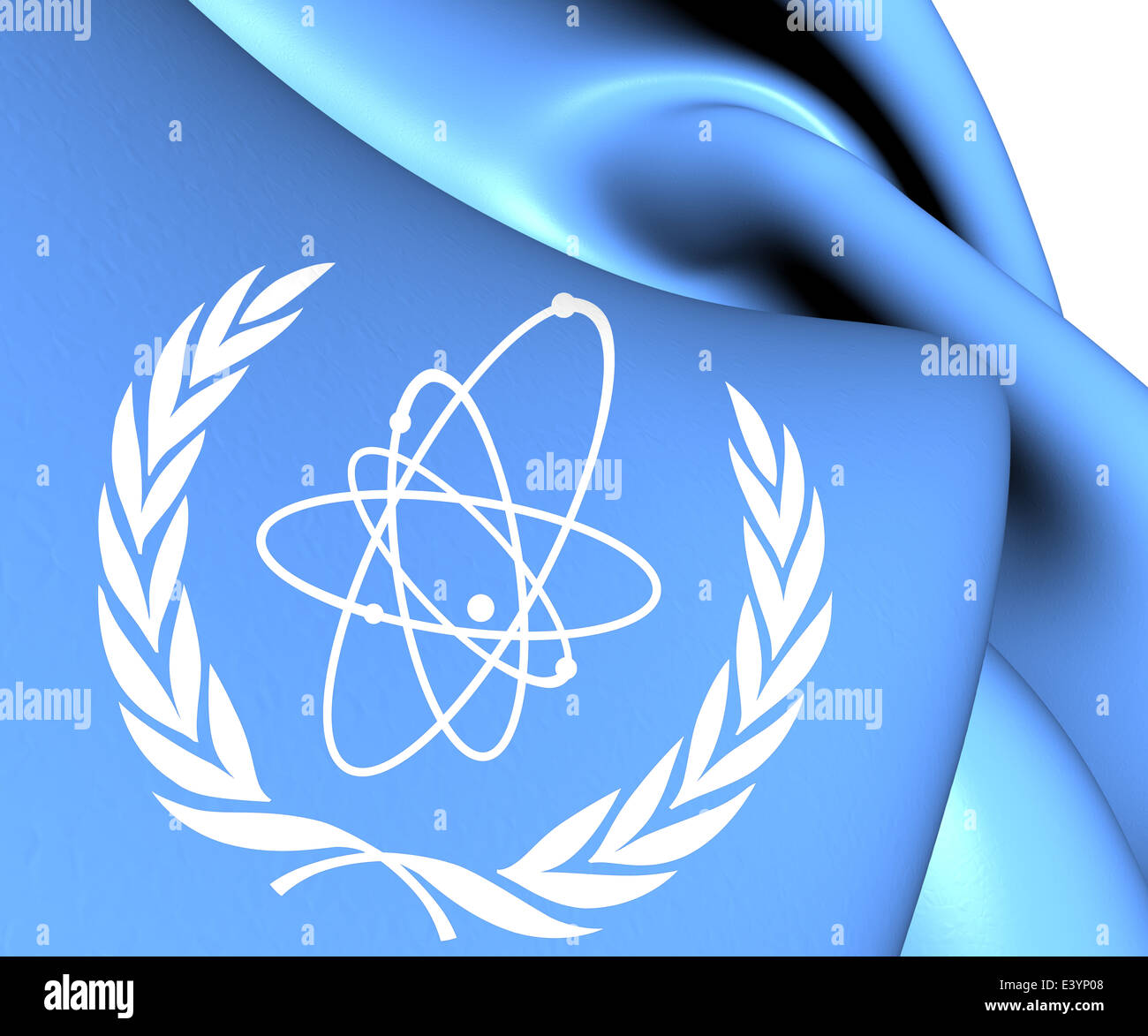 Bandiera dell' Agenzia internazionale dell' energia atomica. Close up. Foto Stock