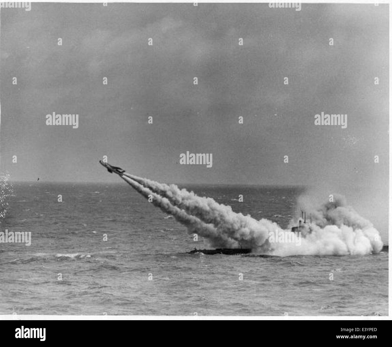 Lo USS Tunny (SSG-282), un sottomarino classe Gato, è mostrato con il suo sistema di missili da crociera Regulus, utilizzato dalla Marina degli Stati Uniti durante l'era della Guerra fredda, che funge da nave chiave nel Silent Service. Foto Stock