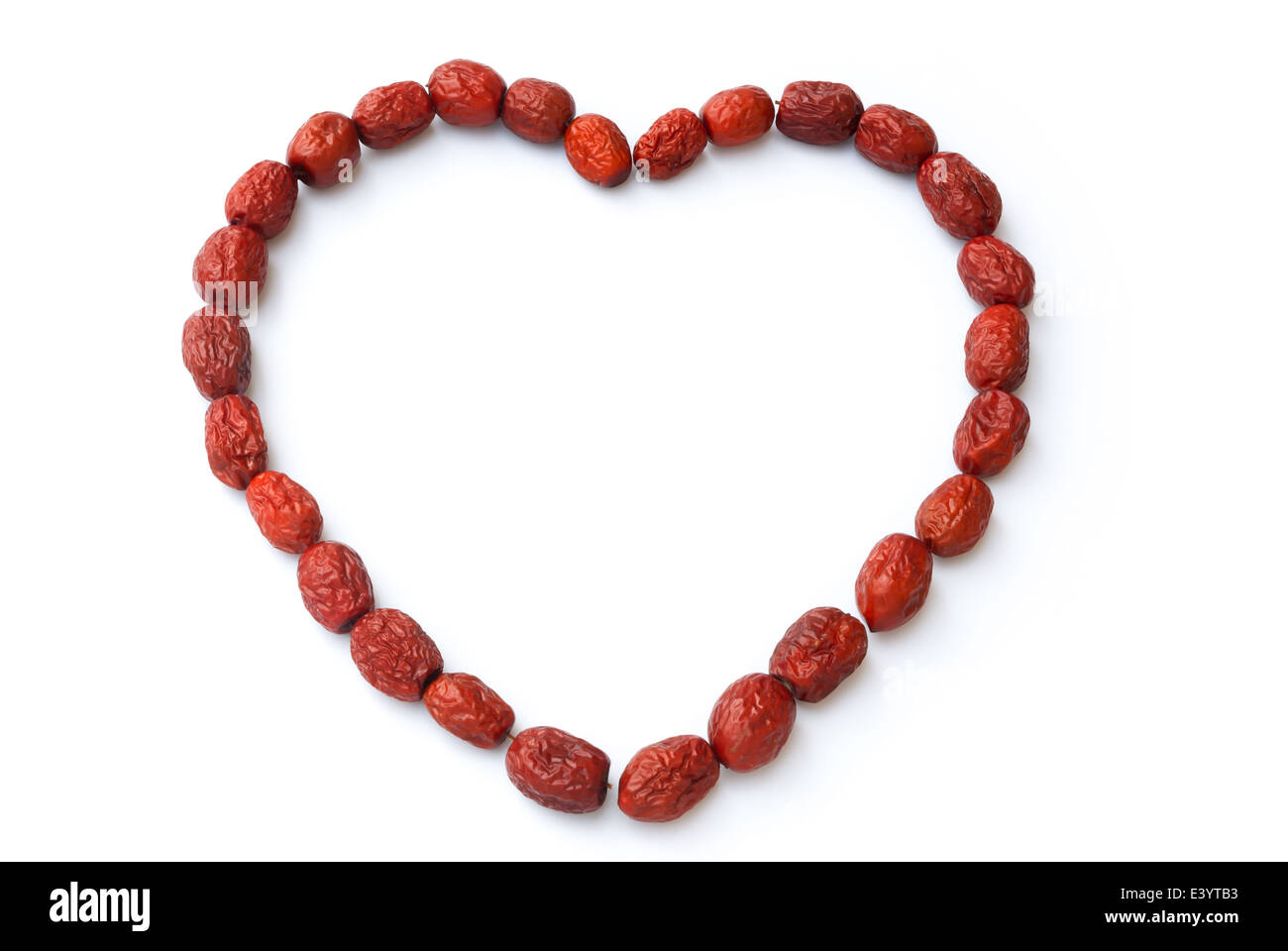 Forma di cuore essiccato jujube,cinese tradizionale a base di erbe Foto Stock