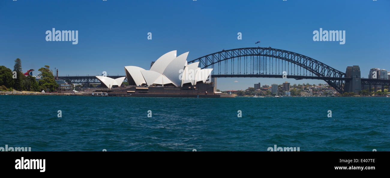 Panorama della Opera House e l'Harbour Bridge dalla sig.ra Macquairie del punto Foto Stock