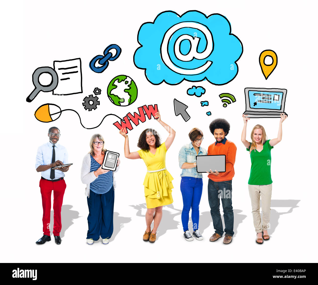 Un gruppo di persone con i concetti di networking Foto Stock