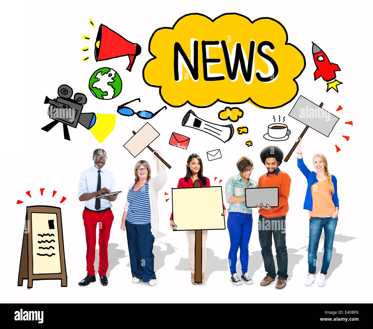 Gruppo di persone con i media digitali concetti Foto Stock