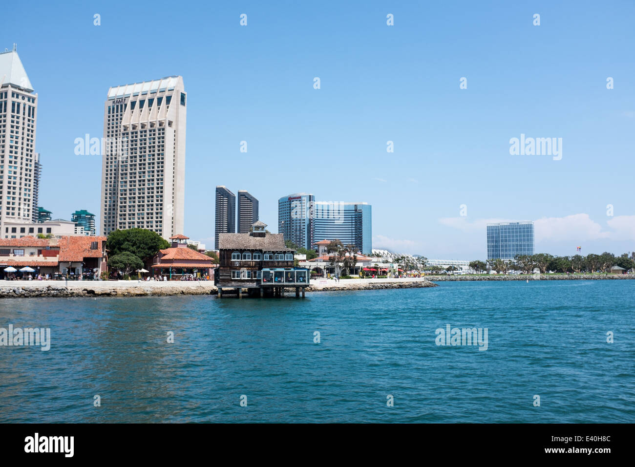 Pier Cafe, il Seaport Village, San Diego, California, Stati Uniti d'America Foto Stock