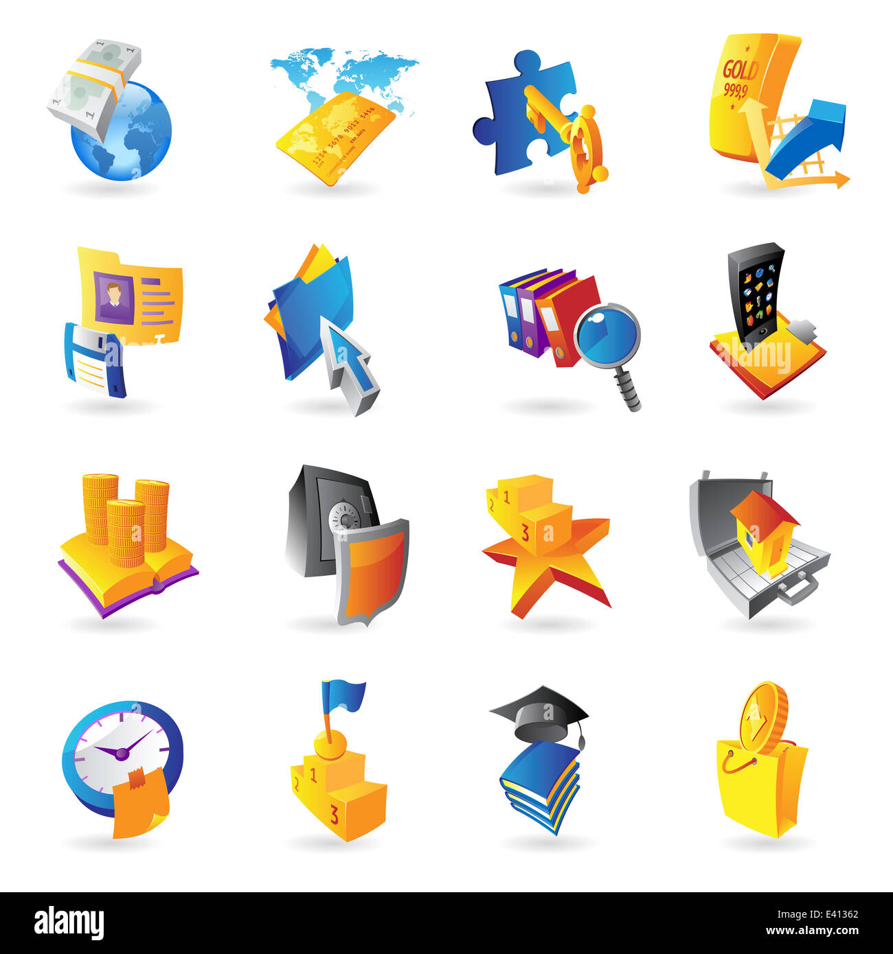 Icone per affari e finanza. Foto Stock