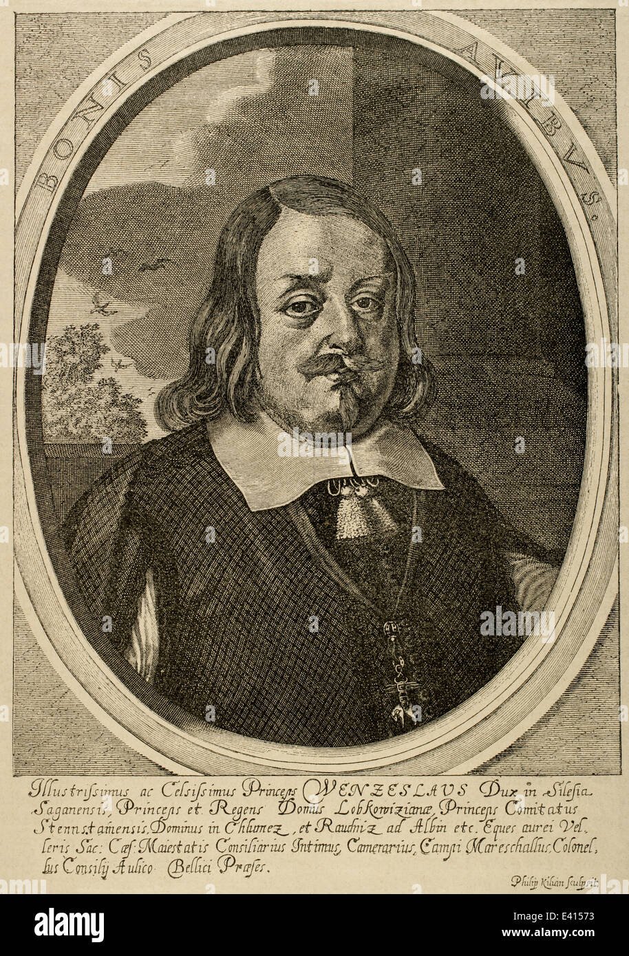 Vaclav Eusebio Frantisek, principe di Lobkowicz. (1609-1677). Bohemian militare e diplomatico. Ritratto. Incisione. Foto Stock