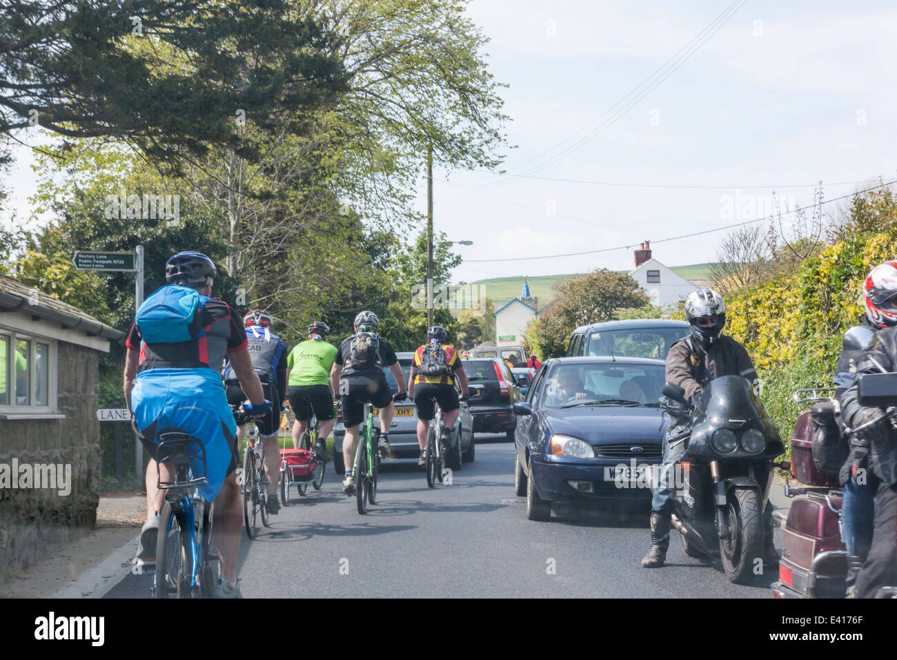 Inghilterra, Hampshire, Isle of Wight, congestionata strada Foto Stock