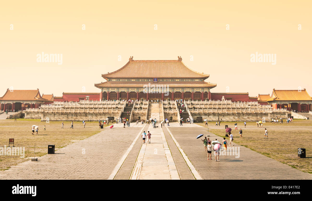 Architettura tradizionale cinese alla Città Proibita di Pechino, Cina. Foto Stock