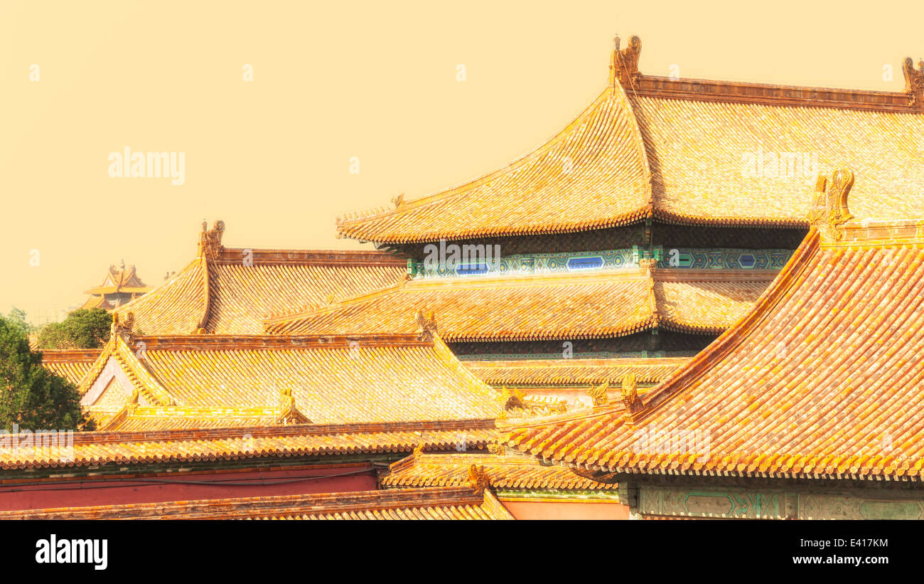 Architettura tradizionale cinese alla Città Proibita di Pechino, Cina. Foto Stock