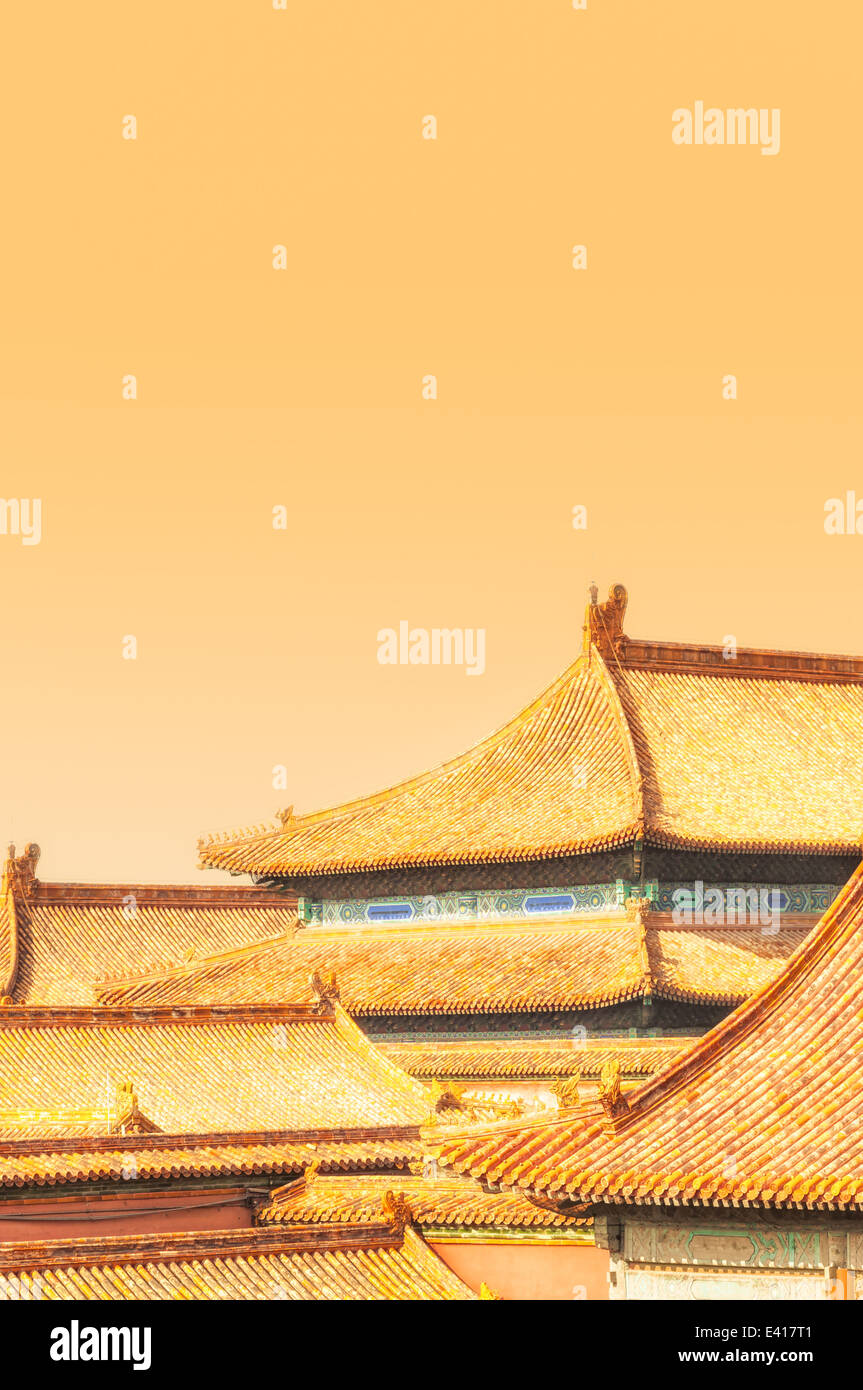 Architettura tradizionale cinese alla Città Proibita di Pechino, Cina. Foto Stock