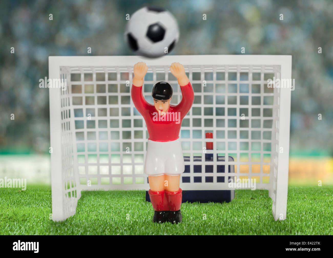 Generati digitalmente immagine di portiere di calcio in stadium Foto Stock