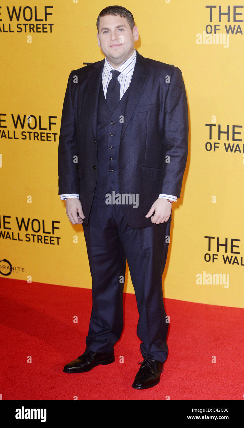 Il lupo di Wall Street U.K. Premiere detenute all'Odeon Leicester Square - Arrivi con: la collina di Giona dove: Londra, Regno Unito quando: 09 Gen 2014 Foto Stock