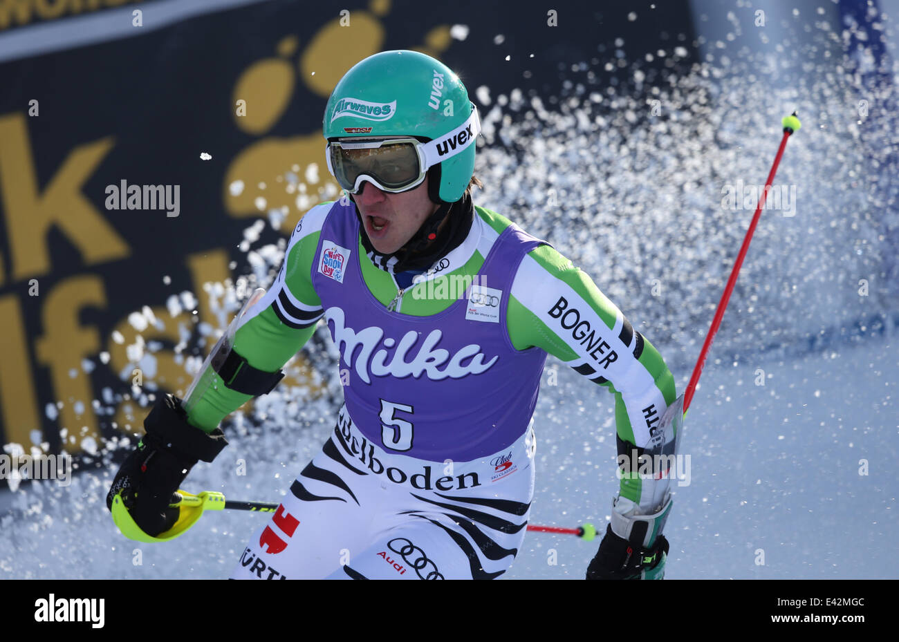 FIS Coppa del Mondo di sci alpino con: Felix Neureuther dove: Adelboden, Svizzera quando: 11 Gen 2014 Foto Stock