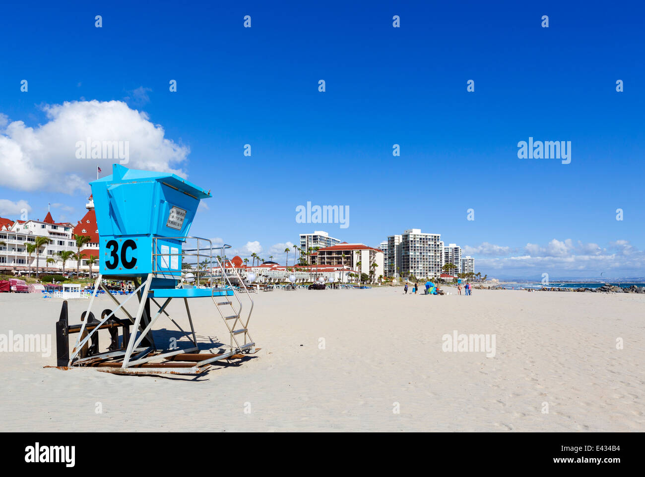 La spiaggia di fronte all'Hotel del Coronado, Coronado Beach, San Diego, California, Stati Uniti d'America Foto Stock