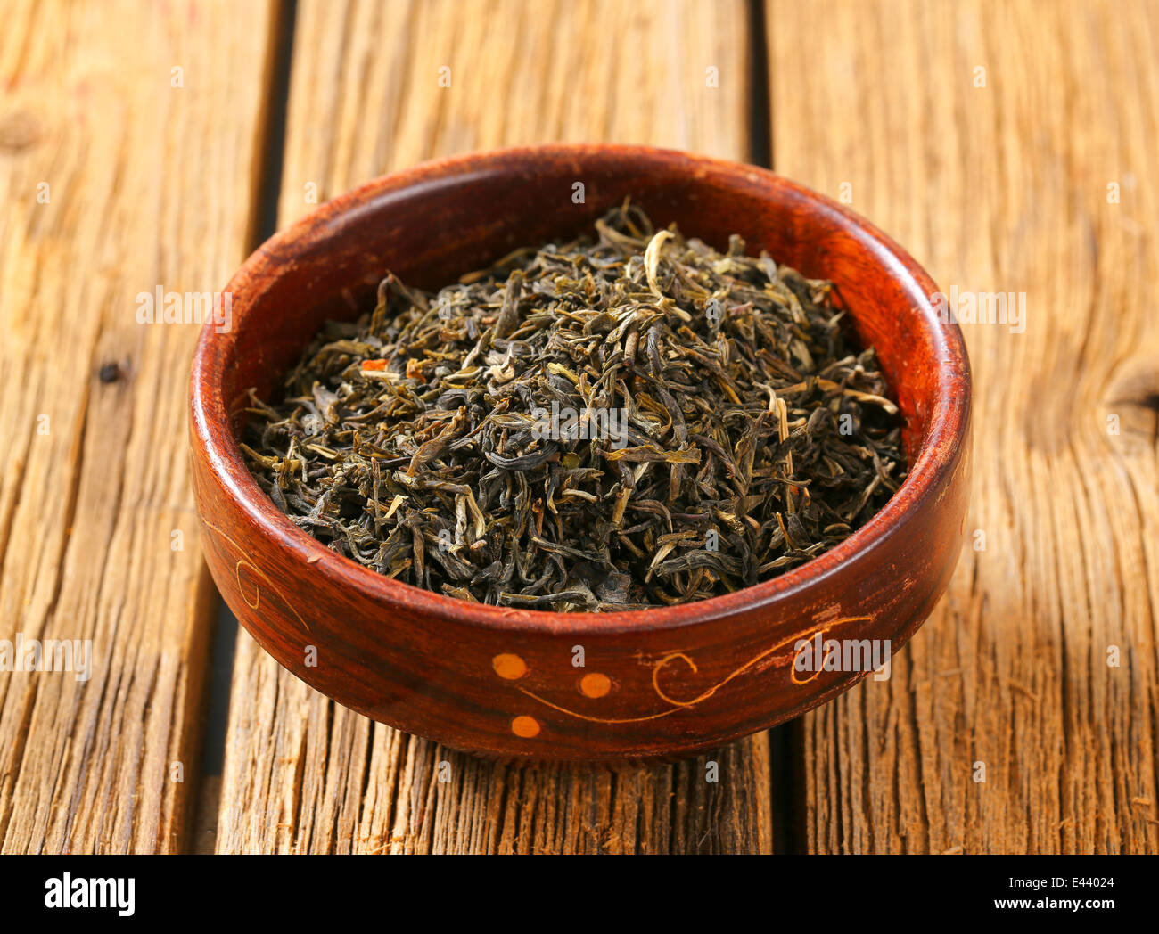 Ciotola di gelsomino tè verde Foto Stock