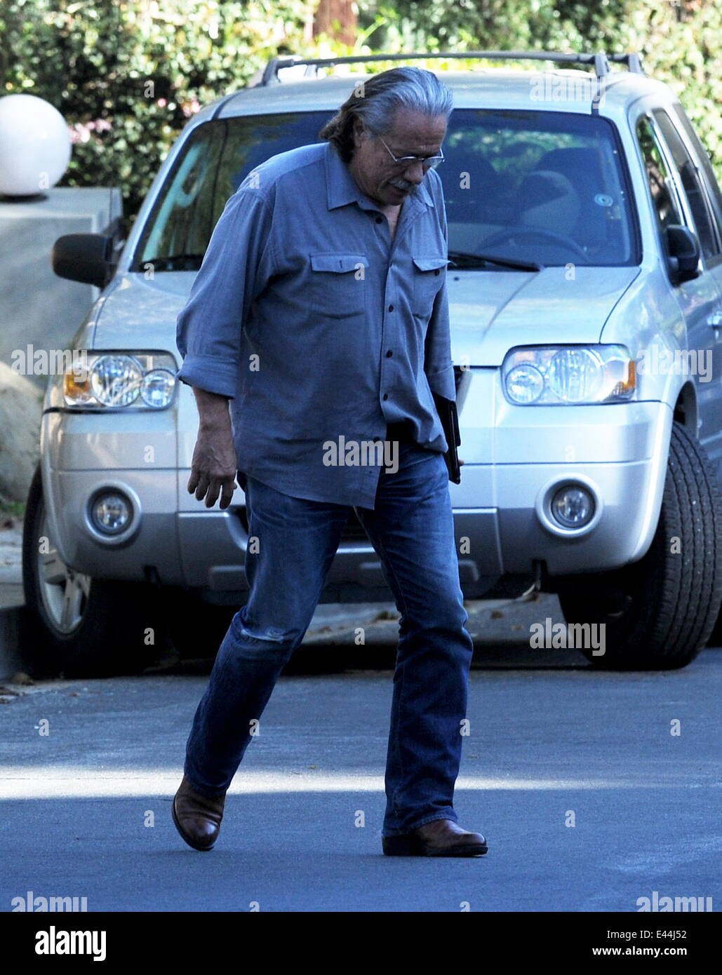 Attore Edward James Olmos spotted house caccia accanto all'attrice Anne Hathaway's house di Hollywood Hills ca. Dotato di: Edward James Olmos dove: Hollywood, California, Stati Uniti quando: 29 Gen 2014 Foto Stock