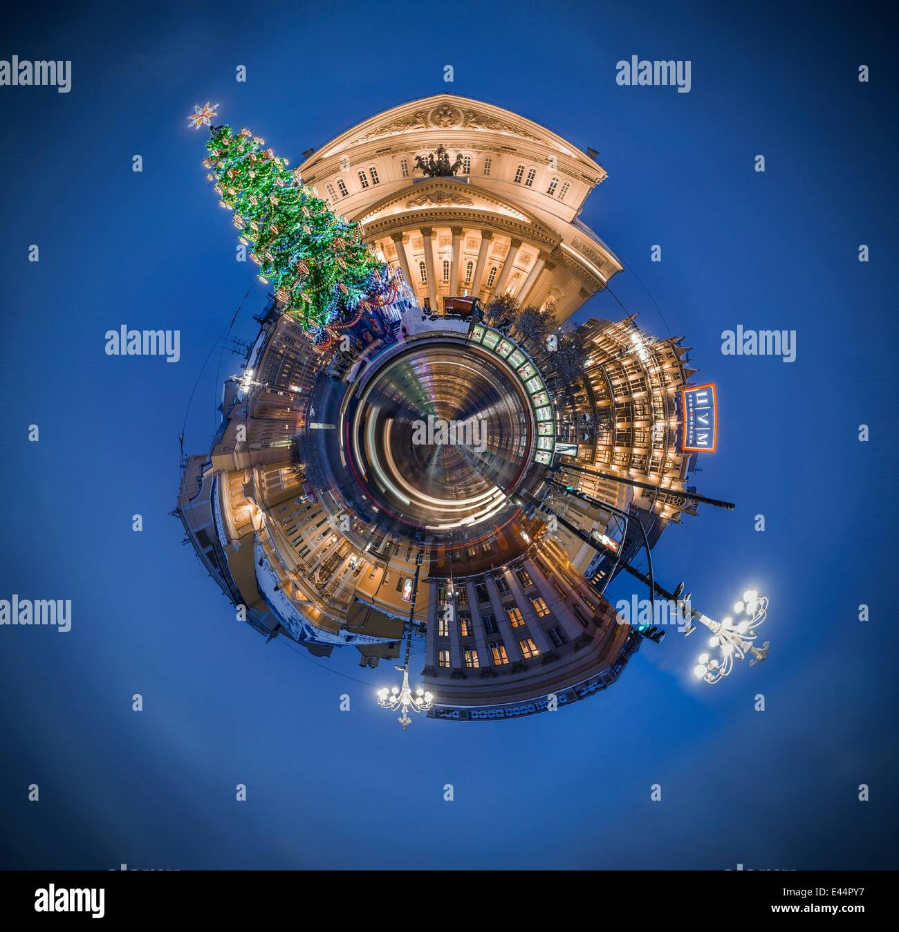Russia, Mosca. Teatro Bolshoi (sferica panorama). Foto Stock