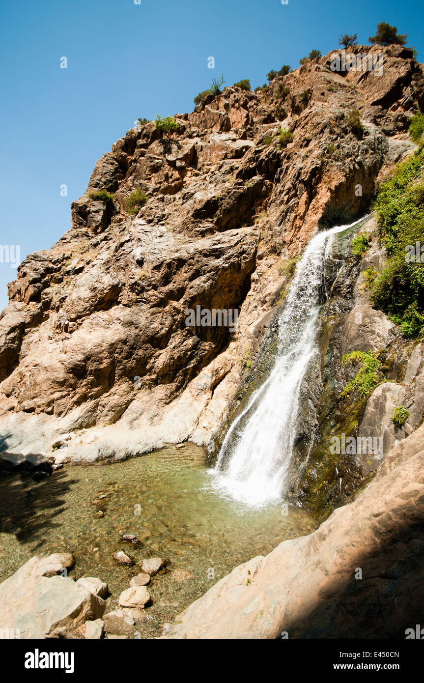 A cascata, Setti-Fatma Ourika River, Ourika Valley, Atlante, Marocco Foto Stock