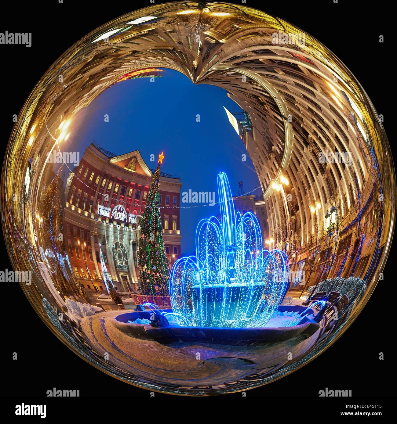 Russia, Mosca. Tverskaya Square (sferica panorama) Foto Stock