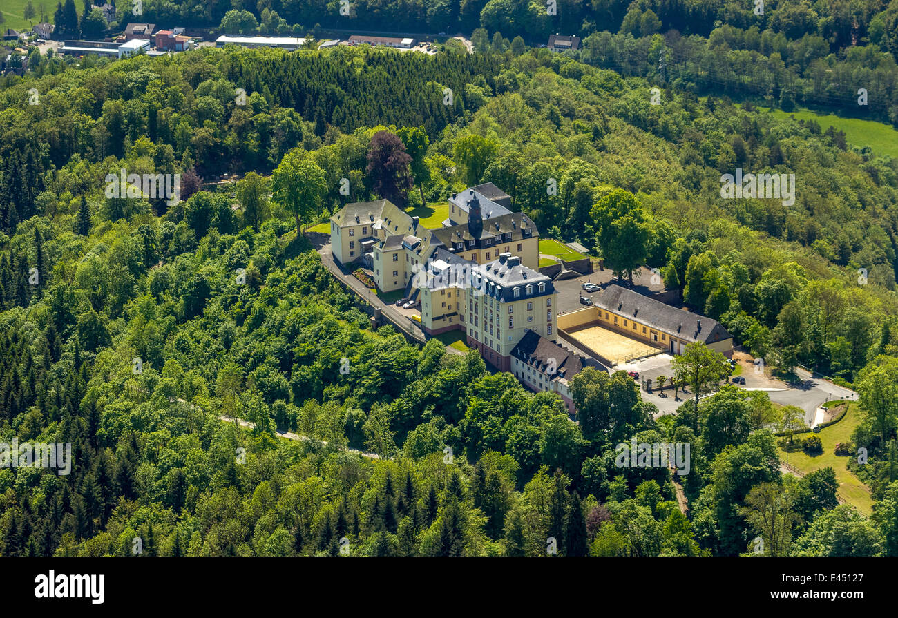 Vista aerea, Schloss Wittgenstein Castello, Bad Laasphe, Nord Reno-Westfalia, Germania Foto Stock