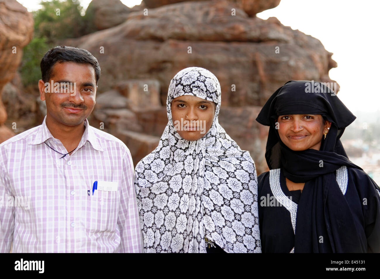 Famiglia indiana, ritratto, Badami, Karnataka, India meridionale, India Foto Stock