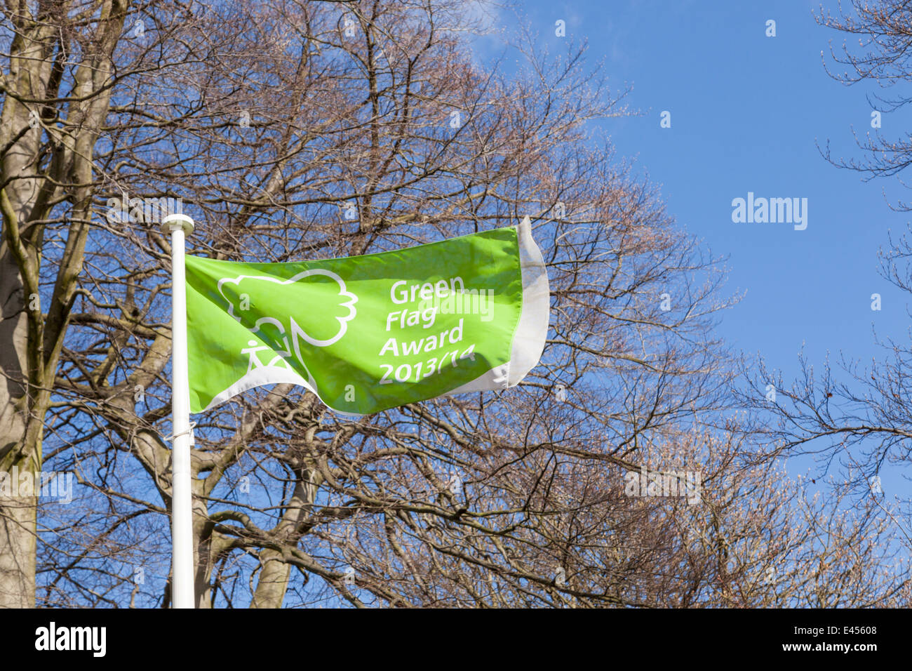 Bandiera verde award all'Arboreto, Nottingham, Inghilterra, Regno Unito Foto Stock
