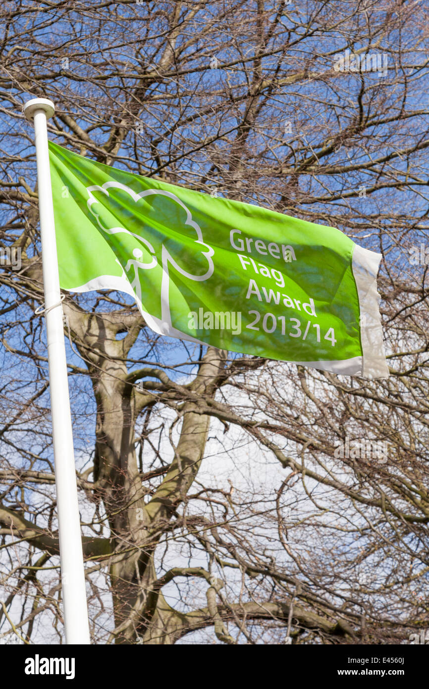 Bandiera verde award all'Arboreto, Nottingham, Inghilterra, Regno Unito Foto Stock
