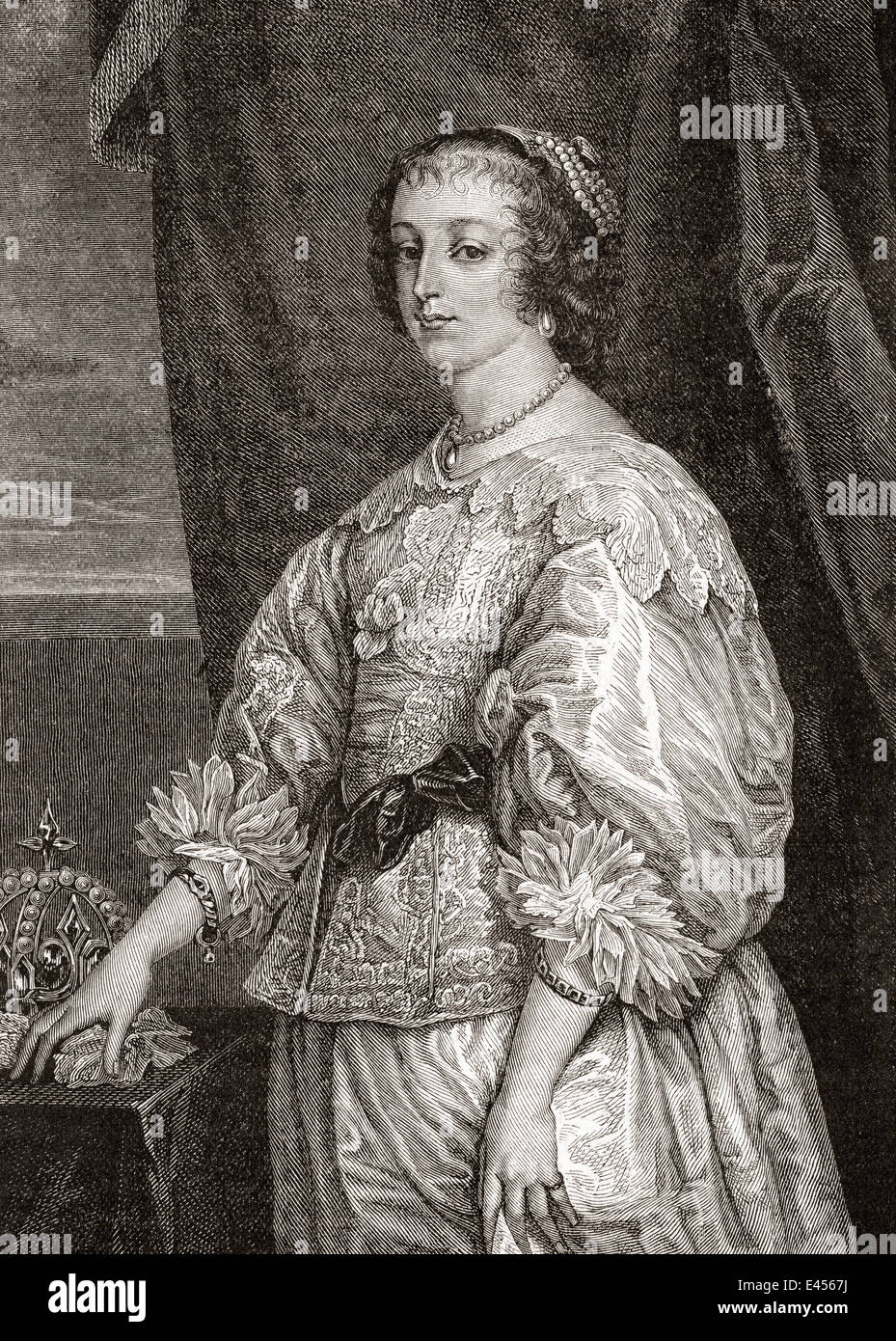 Henrietta Maria di Francia, 1609 - 1669. Regina consorte di Inghilterra, in Scozia e in Irlanda come la moglie di Re Carlo I. Foto Stock