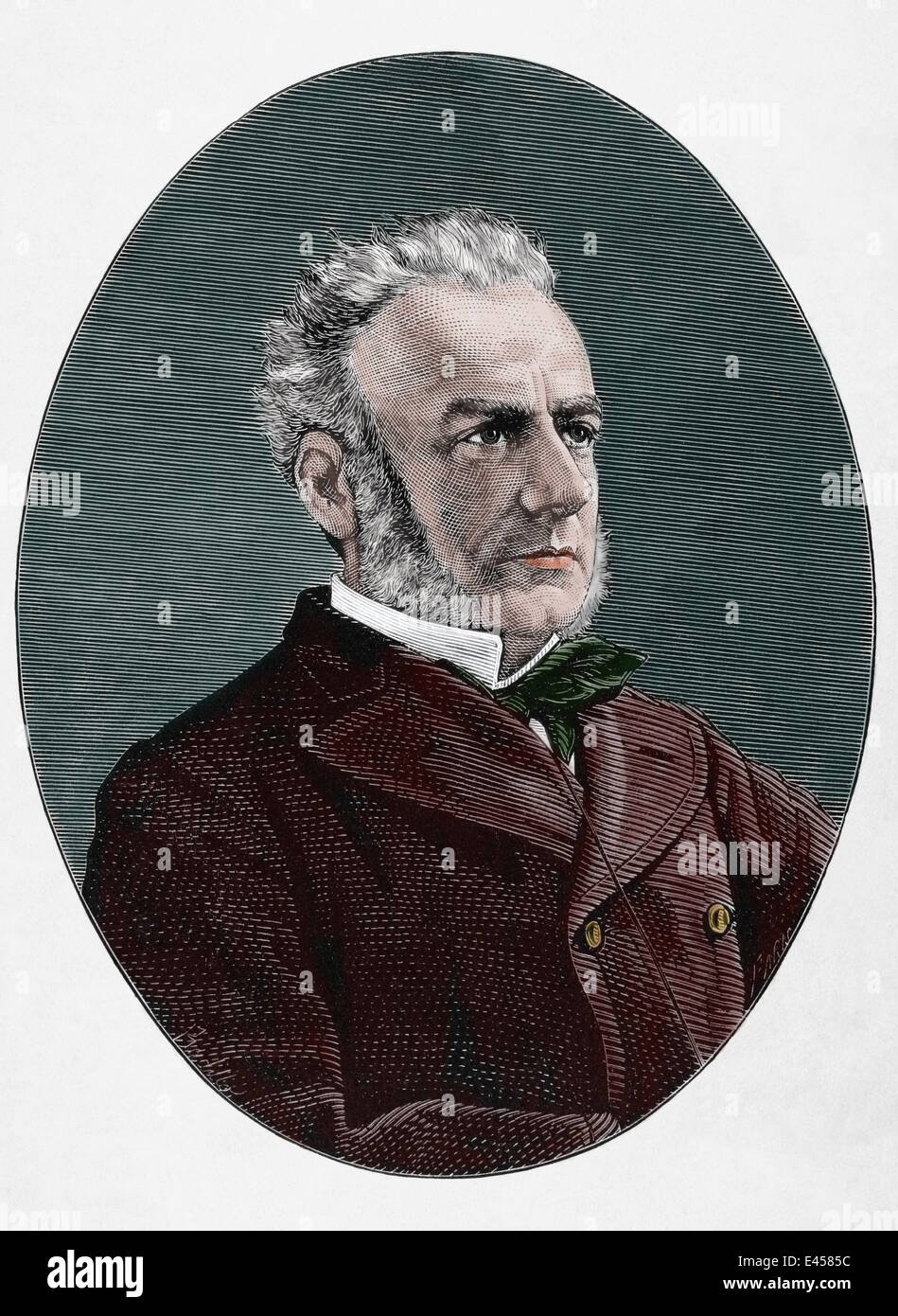Miguel Lobo y Malagamba (1818-1876). Marina spagnola. Incisione di Parigi. La Ilustracion Española y Americana, 1876. Colorati. Foto Stock