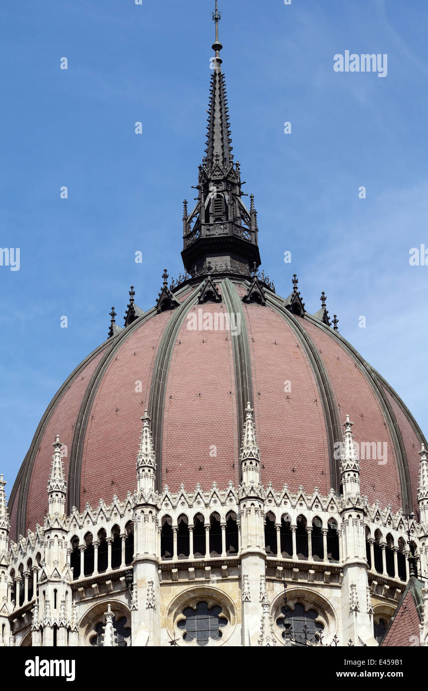 Ungheria Budapest Il Parlamento ungherese la cupola Chiudi vista Foto Stock
