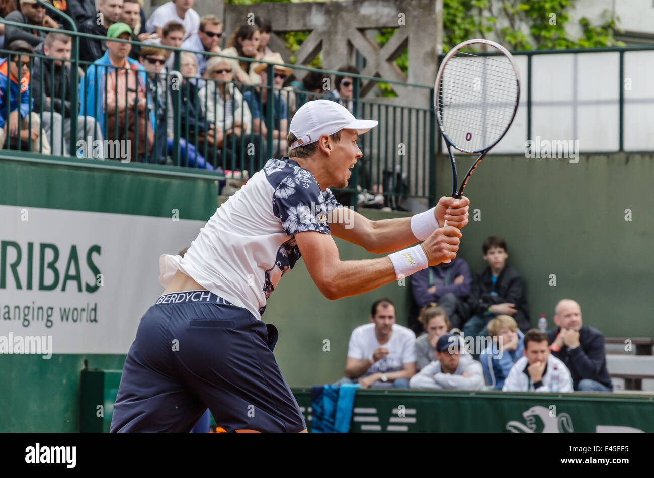 Tomas BERDYCH nel terzo round match, Roland Garros 2014 Foto Stock
