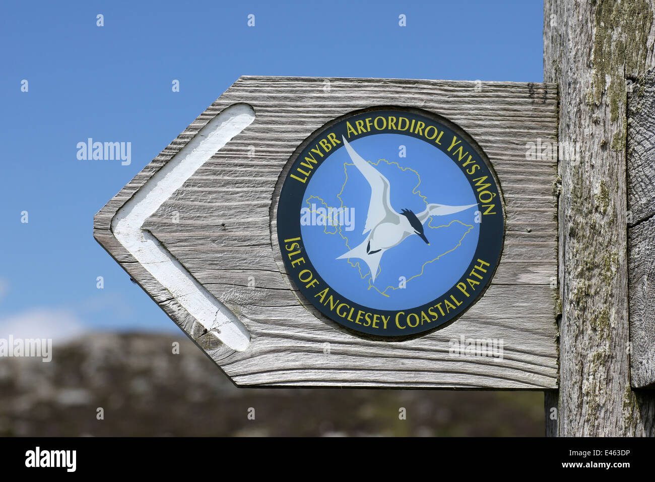 Isola di Anglesey sentiero costiero segno Foto Stock
