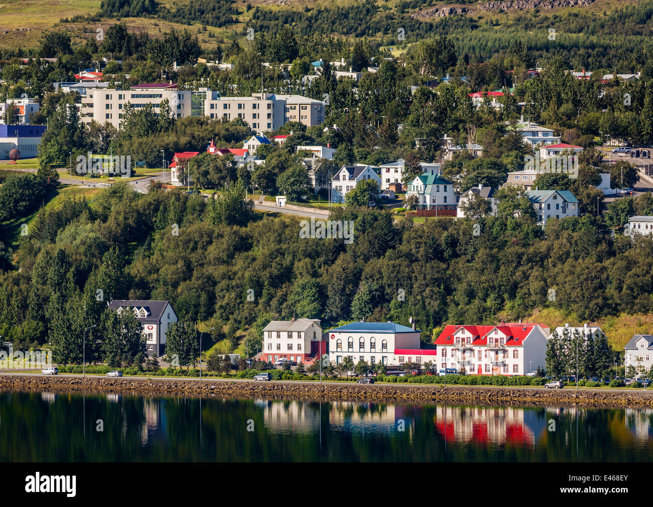 Case e appartamenti, Akureyri, Islanda Foto Stock