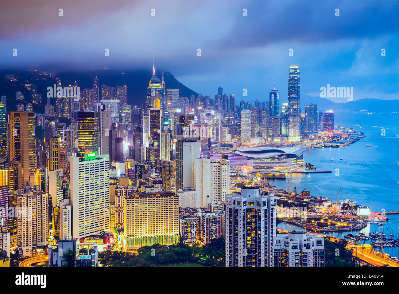 Hong Kong Cina skyline della città Foto Stock