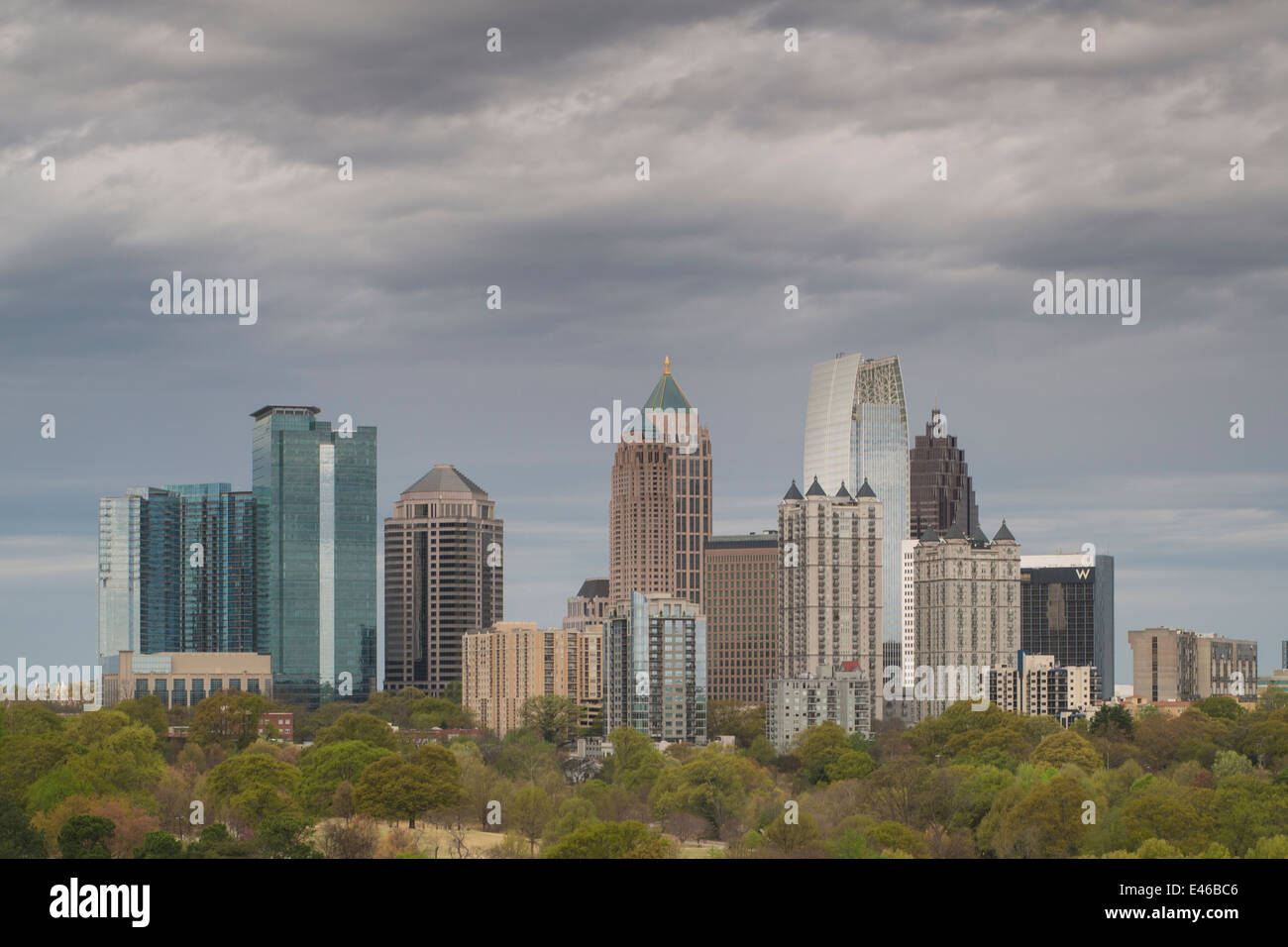 Midtown Skyline da Piedmont Park, Atlanta, Georgia, Stati Uniti d'America Foto Stock