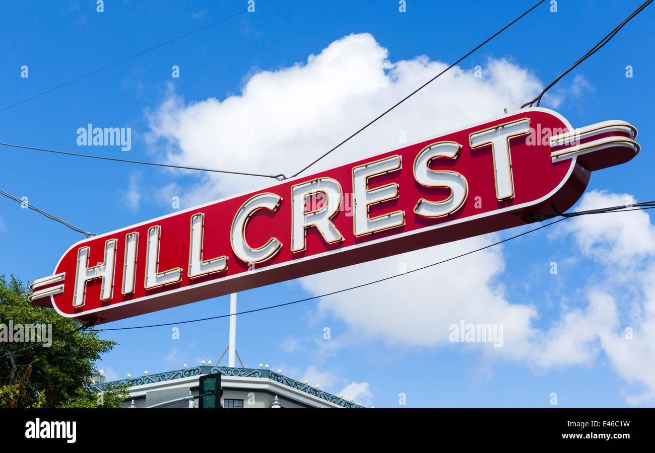 Segno su University Avenue nel quartiere Hillcret di San Diego, California, Stati Uniti d'America Foto Stock