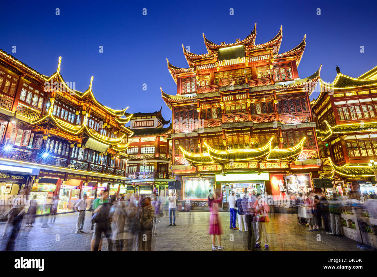 Shanghai, Cina all' Yuyuan Garden District. Foto Stock