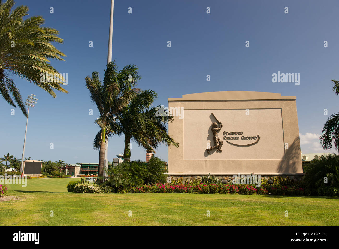 Stanford Cricket Ground, prima dell'esposizione di Allan Stanford di Ponzi Scheme Foto Stock