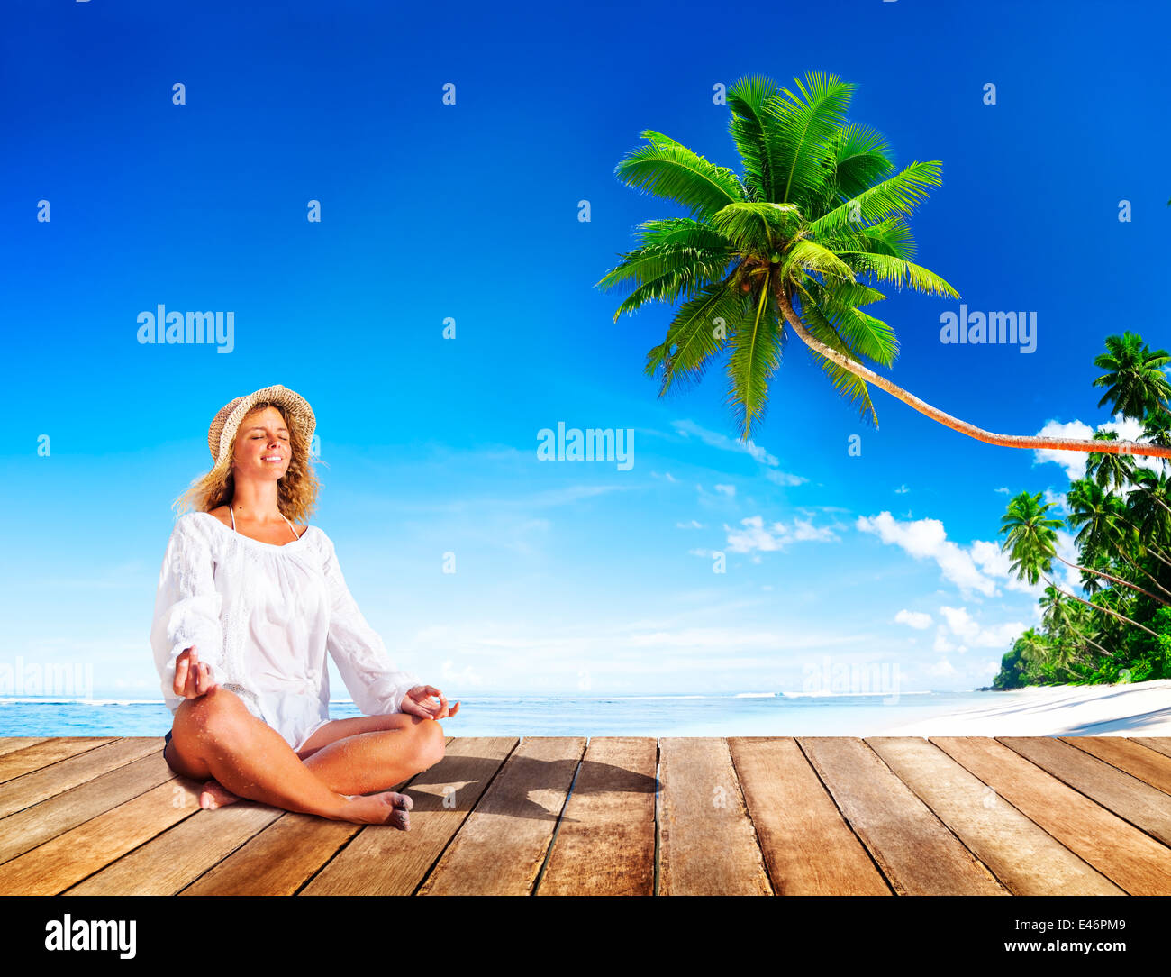 Donna di fare meditazione con la natura Foto Stock