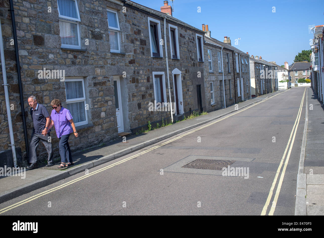 Un vuoto street in Camborne, Cornwall Foto Stock