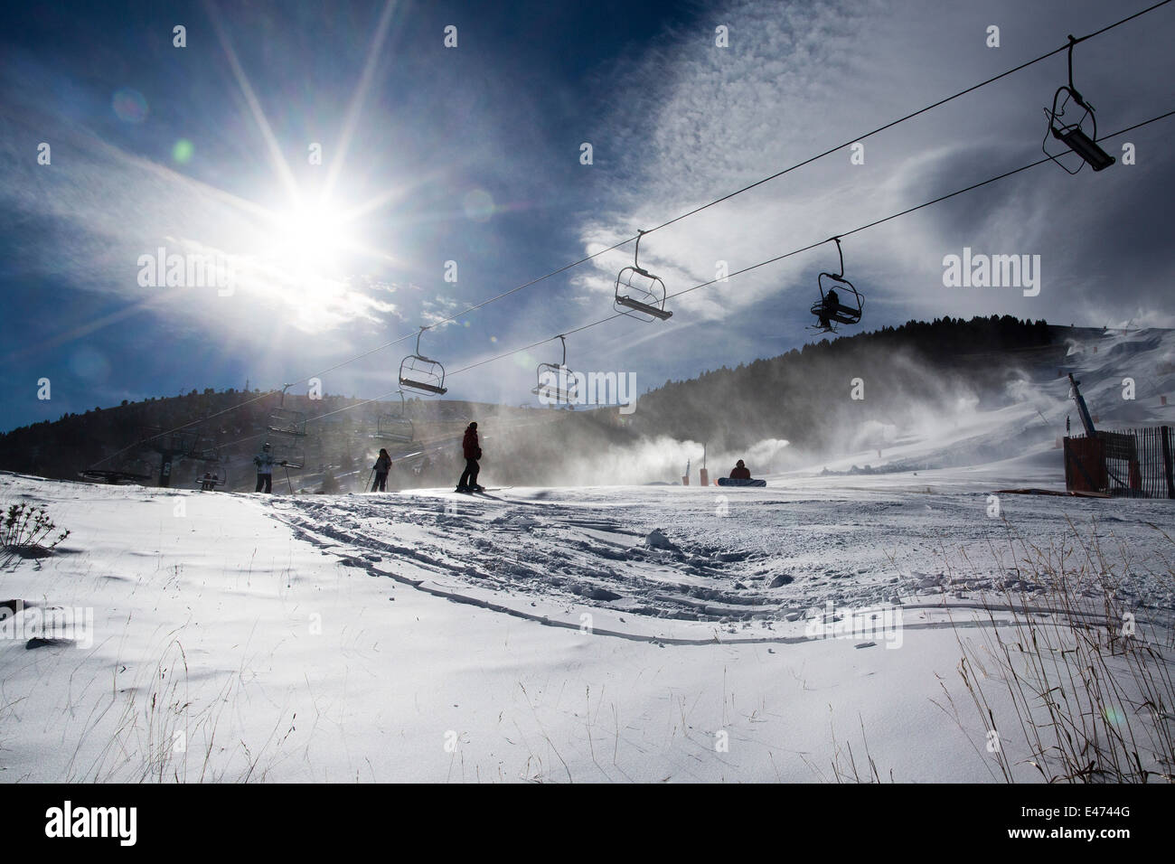 Piste da sci e impianti nel nord della Spagna Pirenei Foto Stock