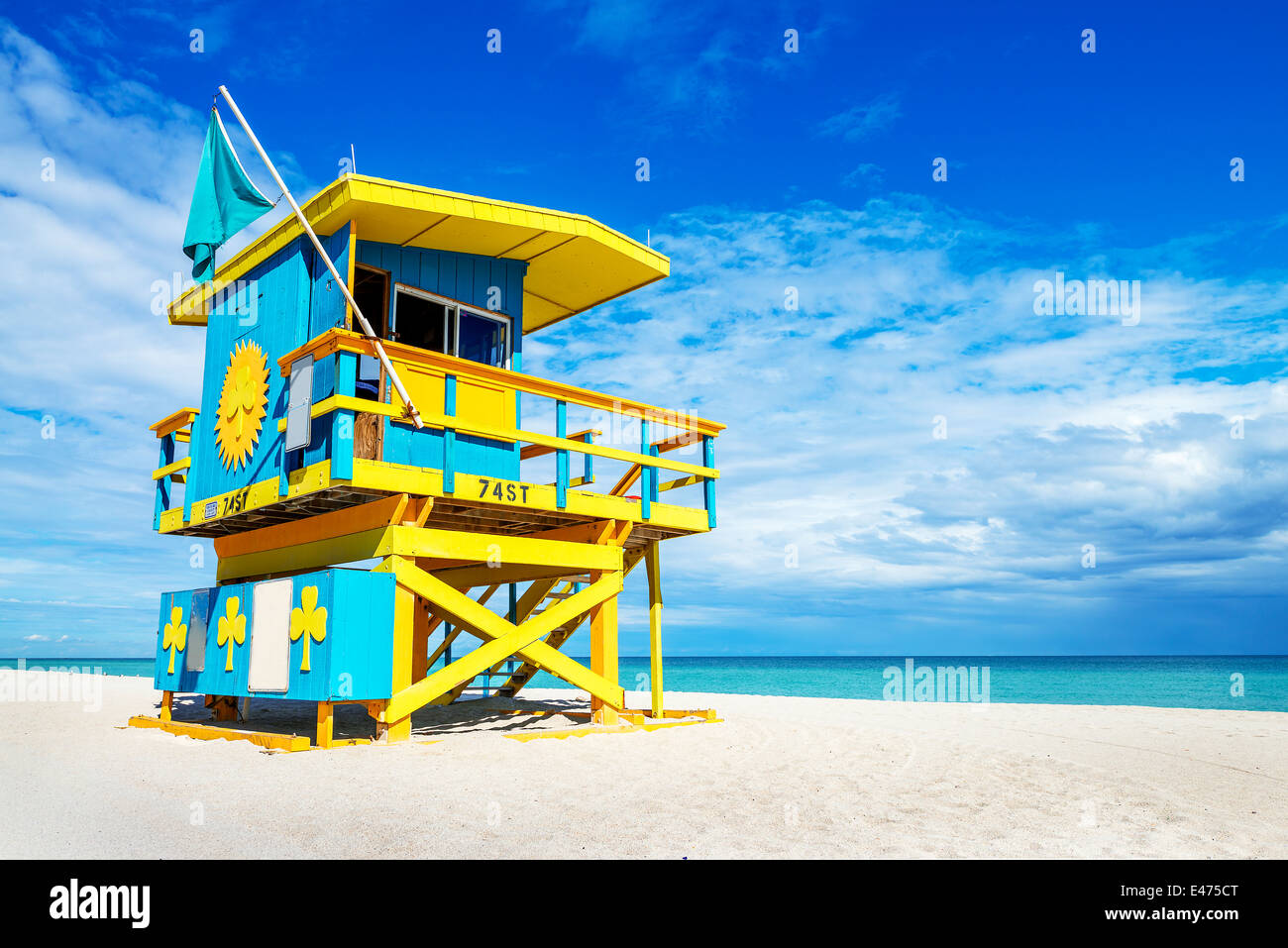 Colorata Torre bagnino a South Beach, Miami Beach, Florida, Stati Uniti d'America Foto Stock