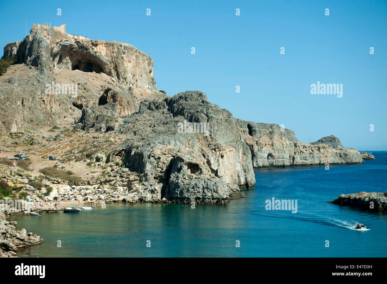 Griechenland, Rodi, Lindos Agios Pavlos Bucht Foto Stock