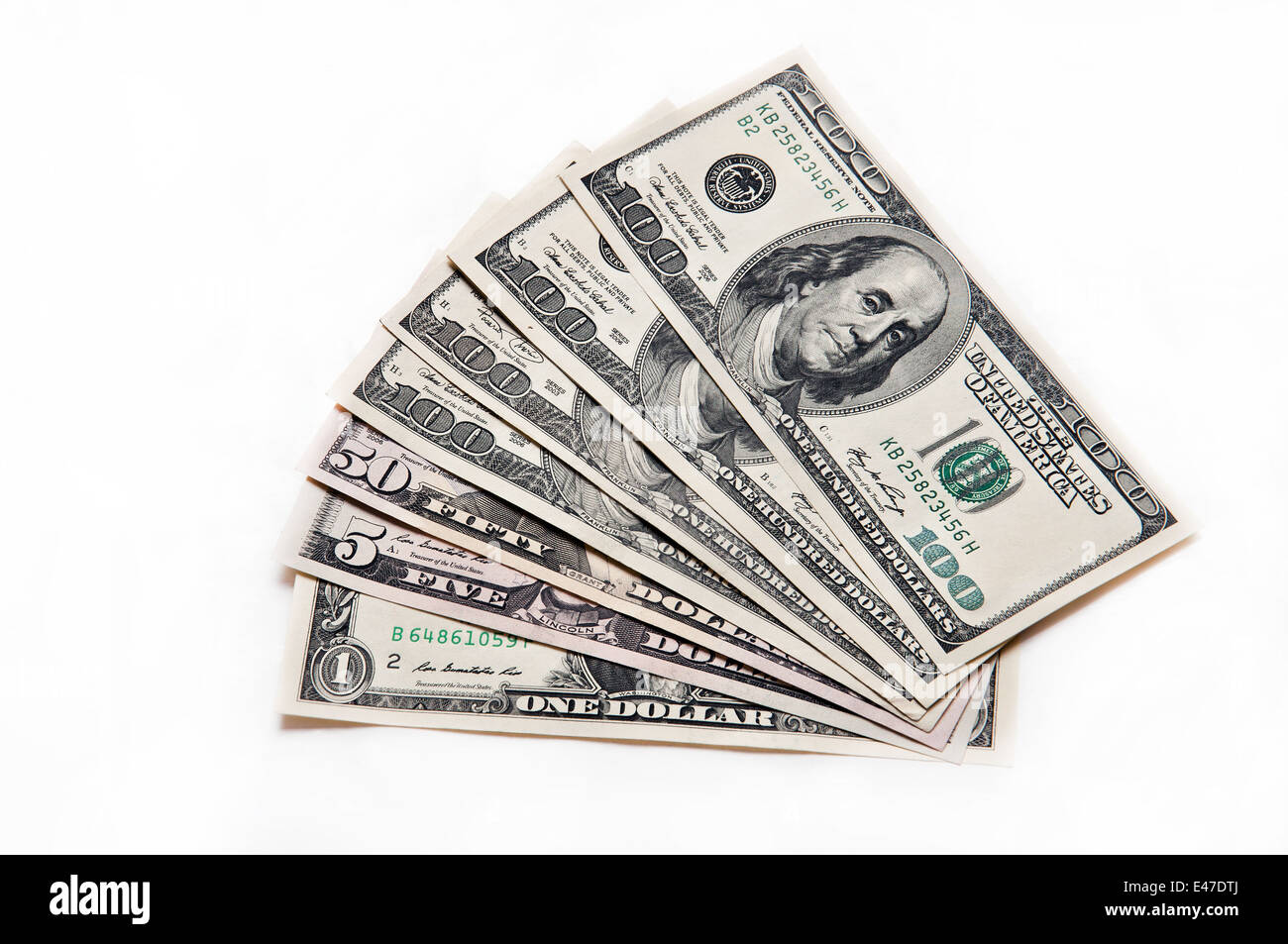 I soldi della carta moneta American finance sfondo marrone luce nessuno note molto piccolo portafoglio Wallet Foto Stock