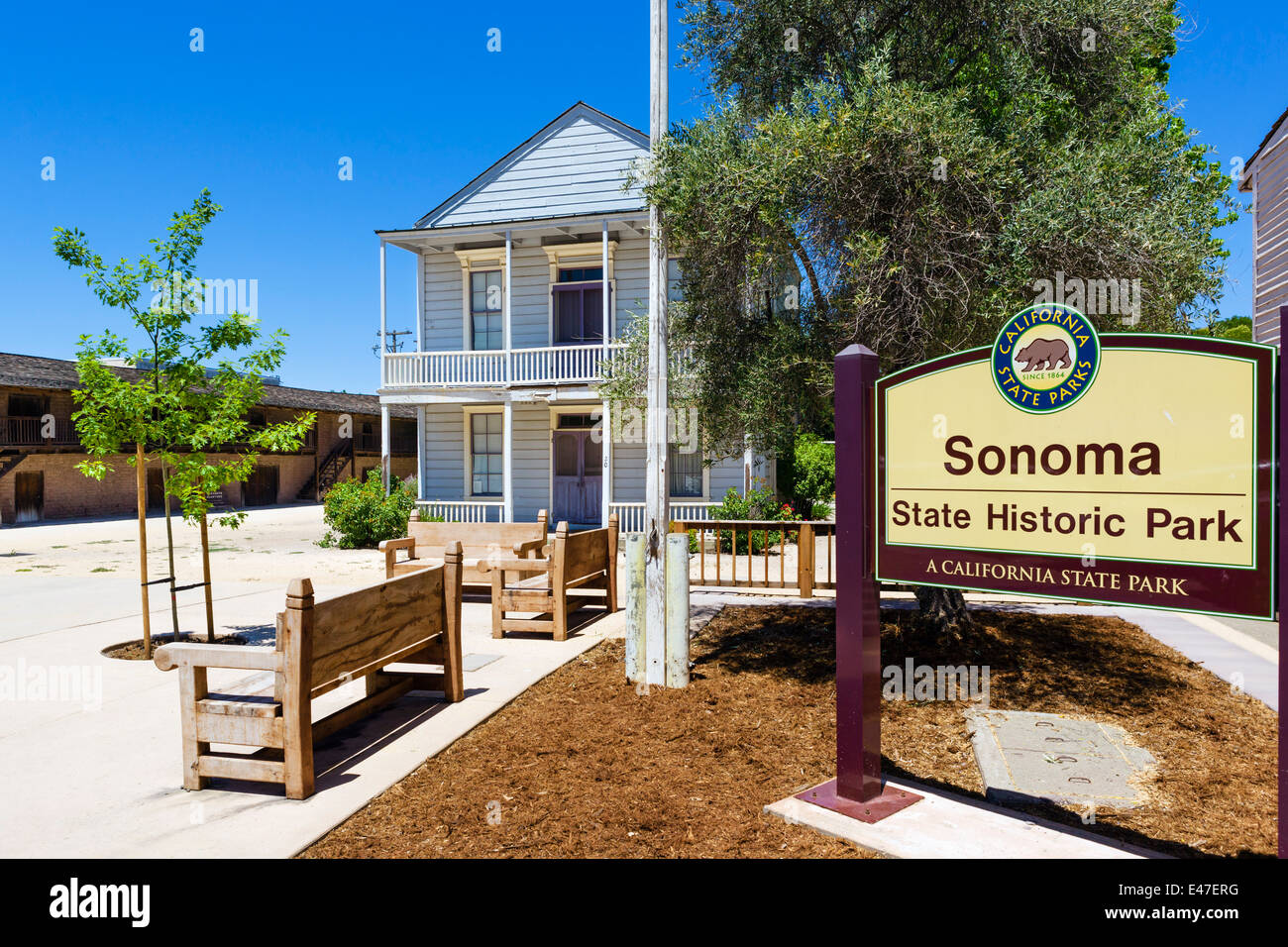 A Sonoma State Historic Park nel centro cittadino di Sonoma, Sonoma Valley Wine Country, CALIFORNIA, STATI UNITI D'AMERICA Foto Stock