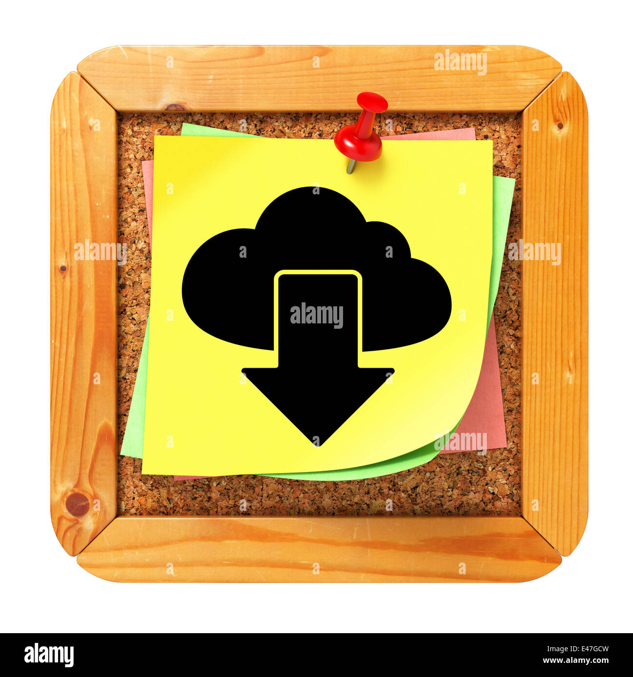 Icona a forma di nuvola sul sughero Bacheca. Foto Stock